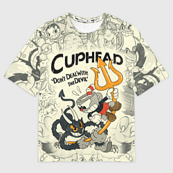 Мужская футболка оверсайз Cuphead and Devil