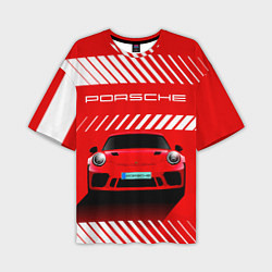 Футболка оверсайз мужская PORSCHE ПОРШЕ RED STYLE, цвет: 3D-принт