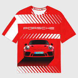 Футболка оверсайз мужская PORSCHE ПОРШЕ RED STYLE, цвет: 3D-принт