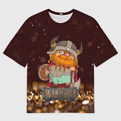 Футболка оверсайз мужская Valheim мультяшный викинг, цвет: 3D-принт