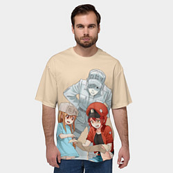 Футболка оверсайз мужская Клетки за работой, цвет: 3D-принт — фото 2