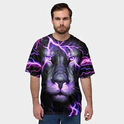 Футболка оверсайз мужская НЕОНОВЫЙ ЛЕВ NEON LION, цвет: 3D-принт — фото 2