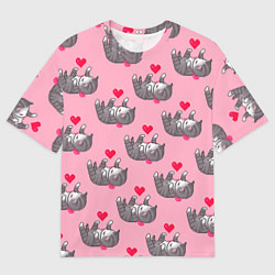 Футболка оверсайз мужская Пиксельные котики, цвет: 3D-принт