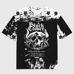 Футболка оверсайз мужская Чёрный клевер череп демона, цвет: 3D-принт