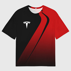 Мужская футболка оверсайз TESLA MOTORS ТЕСЛА
