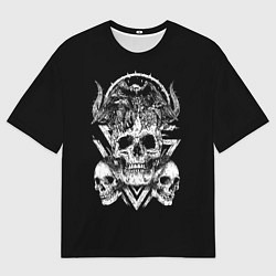 Мужская футболка оверсайз Черепа и Вороны Skulls Raven