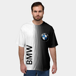 Футболка оверсайз мужская Black and White BMW, цвет: 3D-принт — фото 2