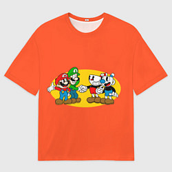 Футболка оверсайз мужская CupHead x Mario, цвет: 3D-принт