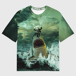 Мужская футболка оверсайз Shark Attack Акула атакует
