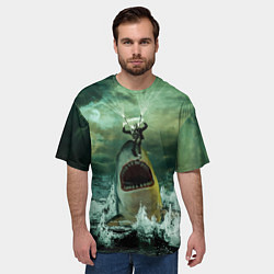 Футболка оверсайз мужская Shark Attack Акула атакует, цвет: 3D-принт — фото 2