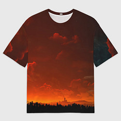 Футболка оверсайз мужская Кровавый закат, цвет: 3D-принт