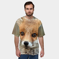 Футболка оверсайз мужская Миленький лисенок, цвет: 3D-принт — фото 2