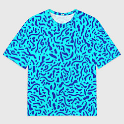 Мужская футболка оверсайз Неоновые синие узоры