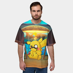 Футболка оверсайз мужская Пикачу детектив, цвет: 3D-принт — фото 2