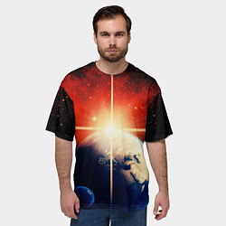 Футболка оверсайз мужская Космос земля 3D, цвет: 3D-принт — фото 2