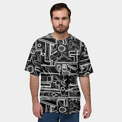 Футболка оверсайз мужская Белые абстрактные линии, цвет: 3D-принт — фото 2
