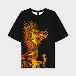 Футболка оверсайз мужская Золотой китайский дракон, цвет: 3D-принт