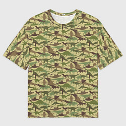 Футболка оверсайз мужская Динозавры камуфляж, цвет: 3D-принт