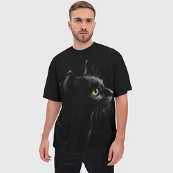 Футболка оверсайз мужская Черный кот, цвет: 3D-принт — фото 2