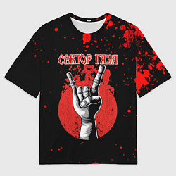 Футболка оверсайз мужская Сектор Газа рок - коза, цвет: 3D-принт