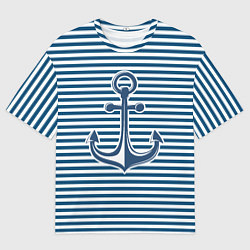Футболка оверсайз мужская Тельняшка с якорем, цвет: 3D-принт