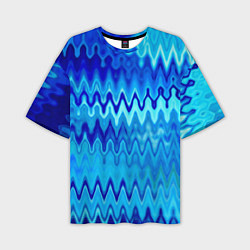 Мужская футболка оверсайз Синий-голубой абстрактный узор