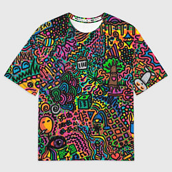 Мужская футболка оверсайз Кислотные узоры психоделика
