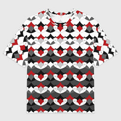 Мужская футболка оверсайз Абстрактный красно-серый узор