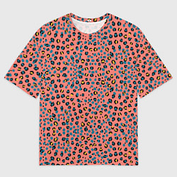 Футболка оверсайз мужская Леопардовый принт на розовом, цвет: 3D-принт