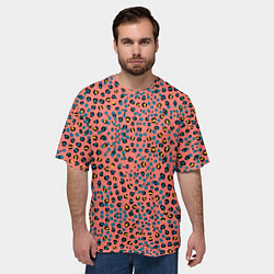 Футболка оверсайз мужская Леопардовый принт на розовом, цвет: 3D-принт — фото 2