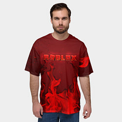 Футболка оверсайз мужская ROBLOX ОГОНЬ, цвет: 3D-принт — фото 2