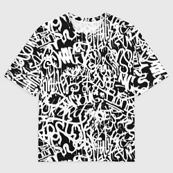 Мужская футболка оверсайз Graffiti white on black