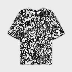 Мужская футболка оверсайз Graffiti black on white