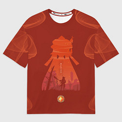 Футболка оверсайз мужская HU TAO ХУ ТАО ГЕНШИН, цвет: 3D-принт