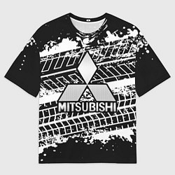 Мужская футболка оверсайз MITSUBISHI СЛЕДЫ ШИН