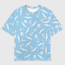 Футболка оверсайз мужская Чайки в небе паттерн, цвет: 3D-принт