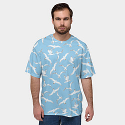 Футболка оверсайз мужская Чайки в небе паттерн, цвет: 3D-принт — фото 2