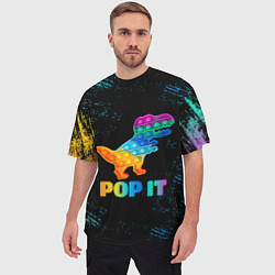 Футболка оверсайз мужская POP IT DINOSAUR ДИНОЗАВР, цвет: 3D-принт — фото 2