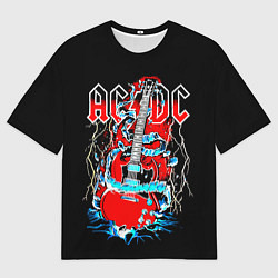 Футболка оверсайз мужская ACDC гитара, цвет: 3D-принт