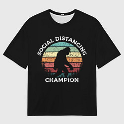 Футболка оверсайз мужская Чемпион социальной дистанции, цвет: 3D-принт