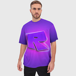 Футболка оверсайз мужская ROBLOX NEON LOGO РОБЛОКС, цвет: 3D-принт — фото 2