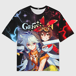 Футболка оверсайз мужская Рэйзор и Эмбер, Genshin Impact, цвет: 3D-принт