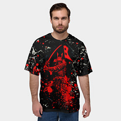 Футболка оверсайз мужская Красный Японский Самурай Samurai, цвет: 3D-принт — фото 2