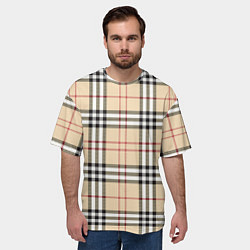 Футболка оверсайз мужская Клетчатый принт в стиле Burberry, цвет: 3D-принт — фото 2