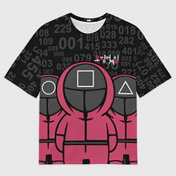 Футболка оверсайз мужская SQUID GAME: ФИГУРКИ СТРАЖЕЙ, цвет: 3D-принт