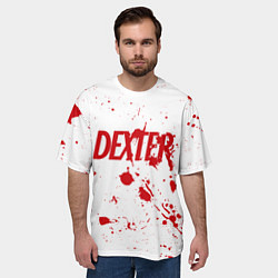 Футболка оверсайз мужская Dexter logo Декстер брызги крови, цвет: 3D-принт — фото 2