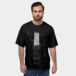 Футболка оверсайз мужская ЧЕРНАЯ ЭЛЕКТРОГИТАРА, цвет: 3D-принт — фото 2