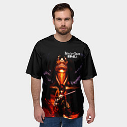 Футболка оверсайз мужская Леви и Титан - Атака на титанов, цвет: 3D-принт — фото 2