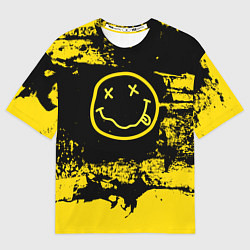 Футболка оверсайз мужская Нирвана Гранж Nirvana Smile, цвет: 3D-принт