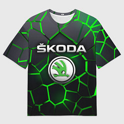 Футболка оверсайз мужская Skoda 3D плиты с подсветкой, цвет: 3D-принт